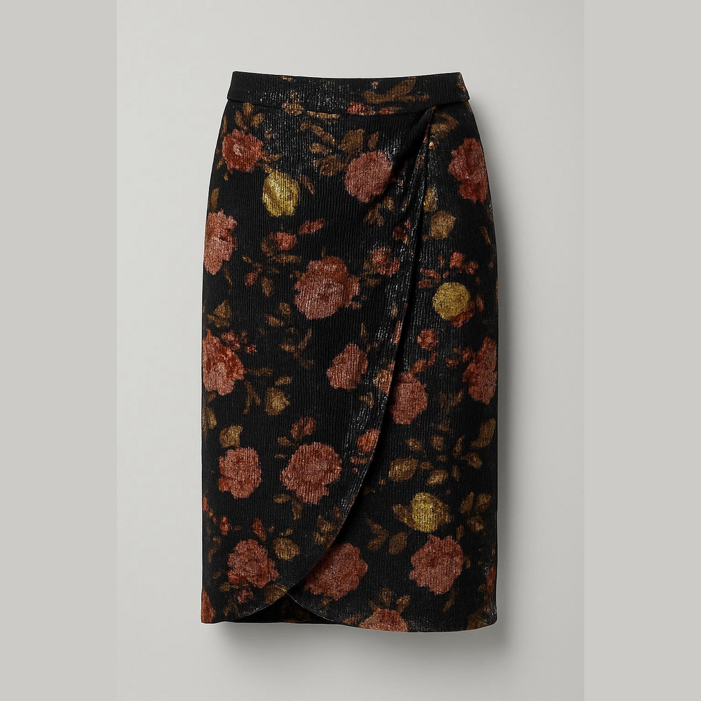 G.I.L.I Got It. Love it. Floral Sequin Skirt - Black and Multicolor size 16 NWT